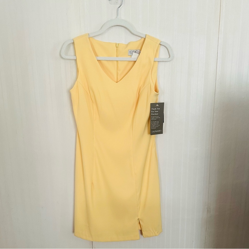 Vintage 90s CDC Petites Yellow Sheath Dress